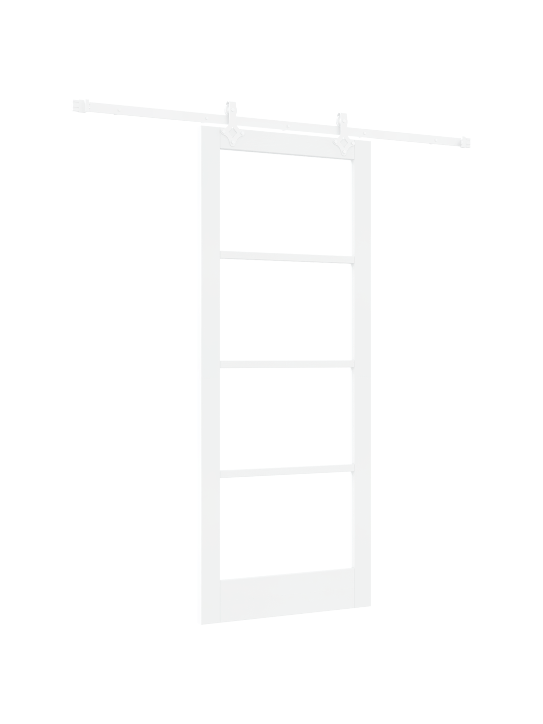 Libisev uks koos riistvarakomplektiga valge 86x211 cm massiivpuust männipuit