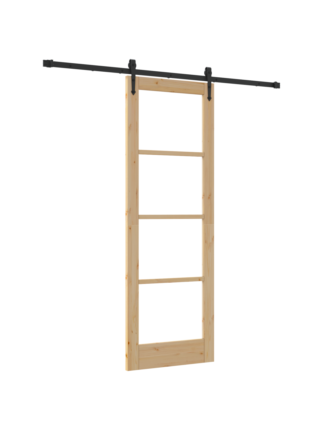 Libisev uks koos tarvikute komplektiga 73.5x211 cm kõvast männipuidust