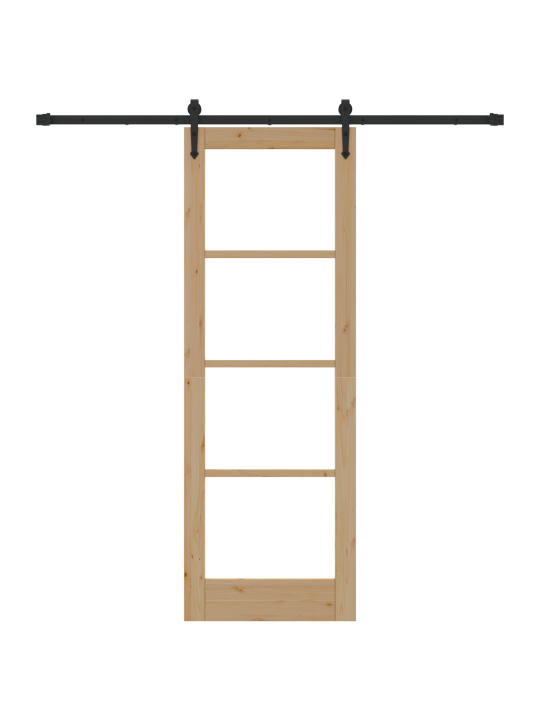 Libisev uks koos tarvikute komplektiga 73.5x211 cm kõvast männipuidust