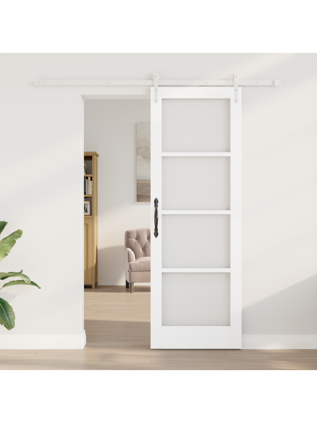 Liuguks komplektis tarvikutega valge 73.5x211 cm täispuit männipuit