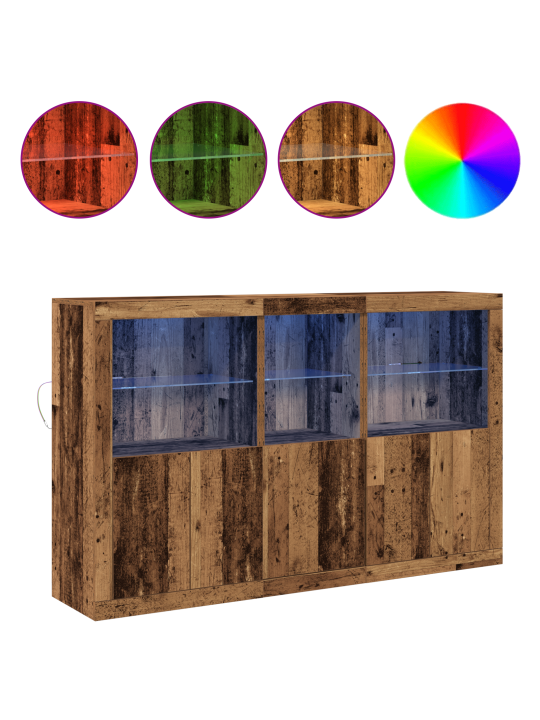 Külglaud led valgustusega vana puit 162x37x100 cm töödeldud puit