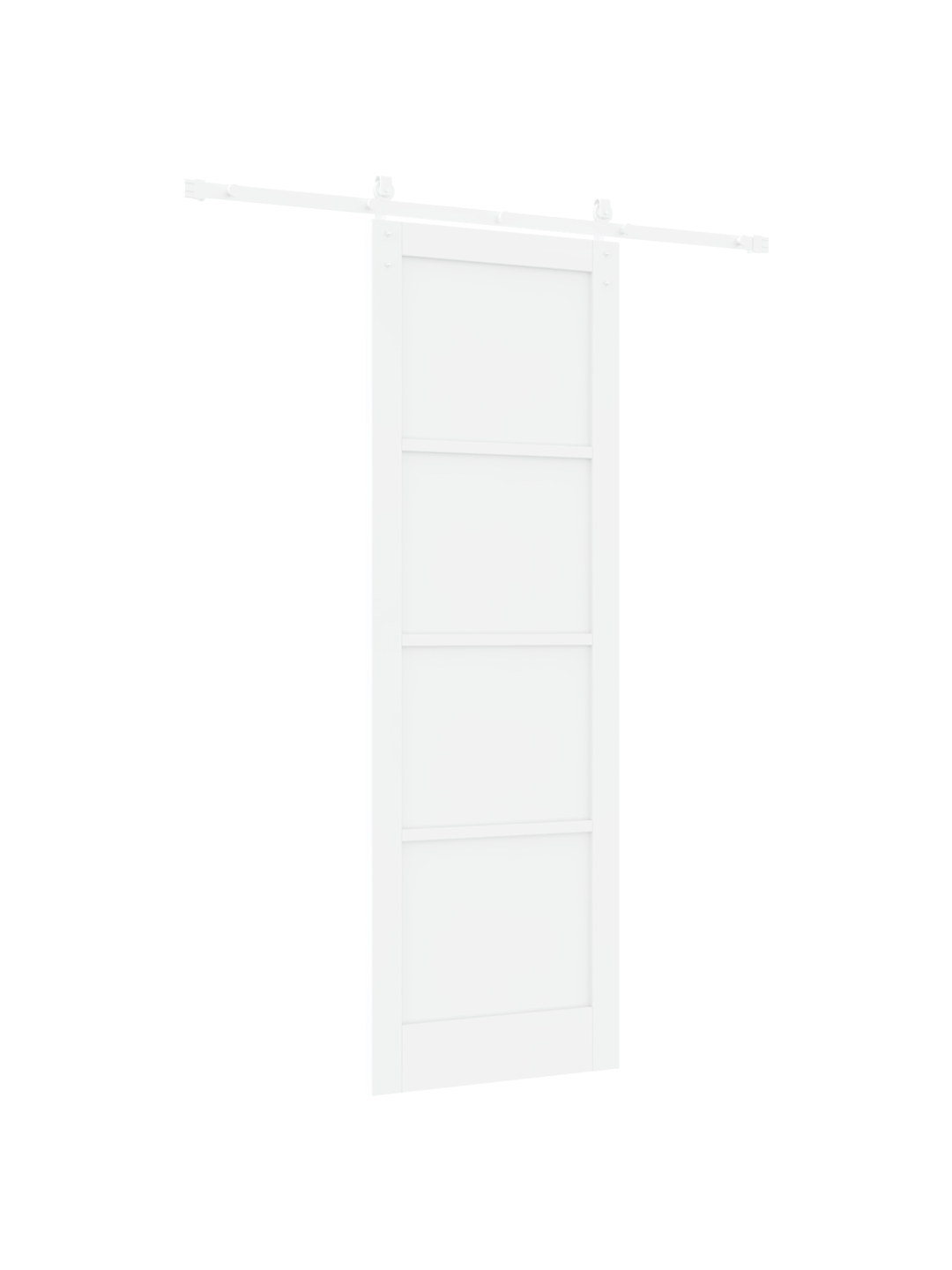 Libisev uks koos tarvikute komplektiga valge 78x232 cm kestvus puust mänd