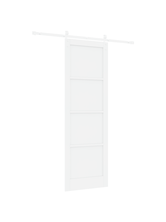 Libisev uks koos tarvikute komplektiga valge 78x232 cm kestvus puust mänd