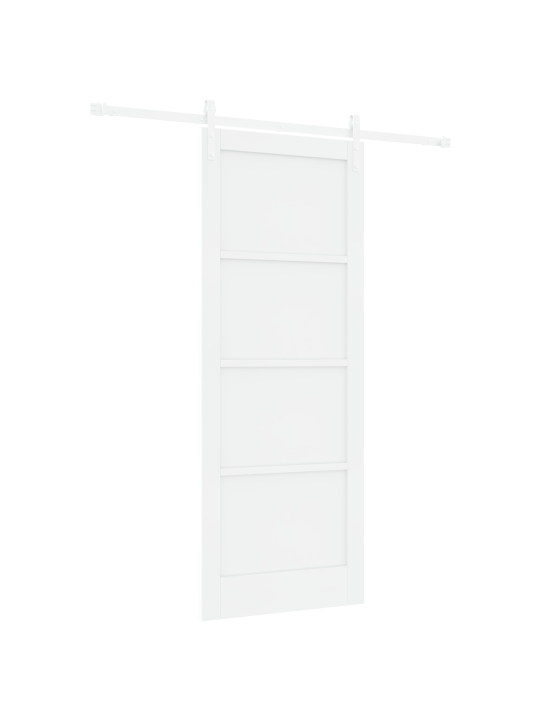 Libisev uks koos tarvikute komplektiga valge 83x211 cm massiivpuust mänd