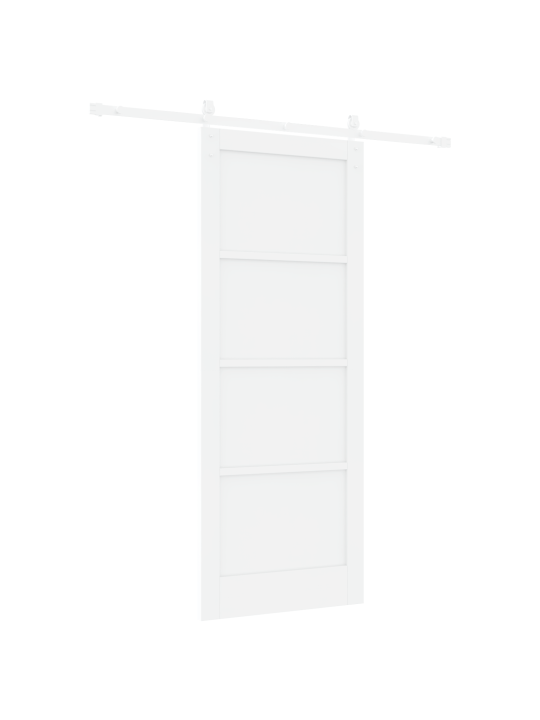 Libisev uks koos tarvikute komplektiga valge 83x211 cm massiivpuust mänd