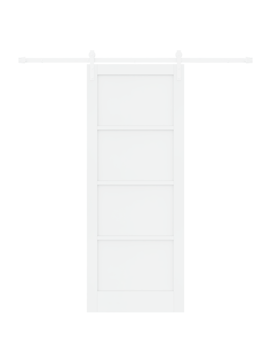 Libisev uks riistvarakomplektiga valge 83x211 cm massiivpuust mänd