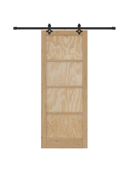 Libisev uks koos riistade komplektiga 83x211 cm massiivne männipuit