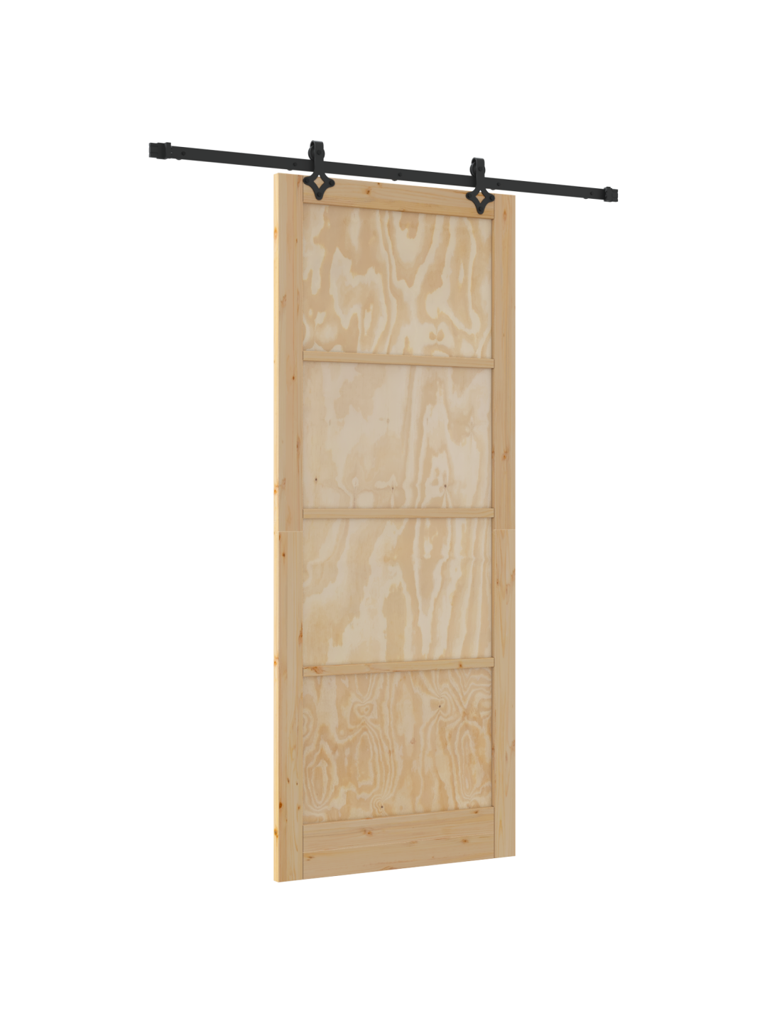 Libisev uks riistade komplektiga 93x232 cm kõvast männist