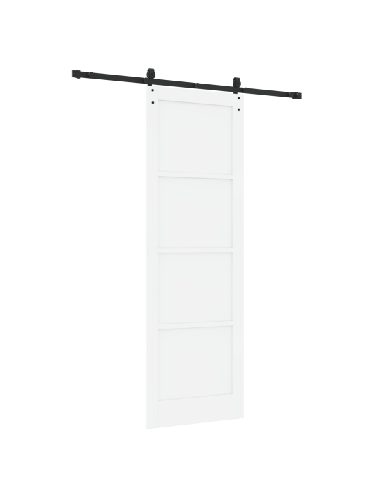 Libisev uks koos riistvarakomplektiga valge 78x232 cm tugev männipuit