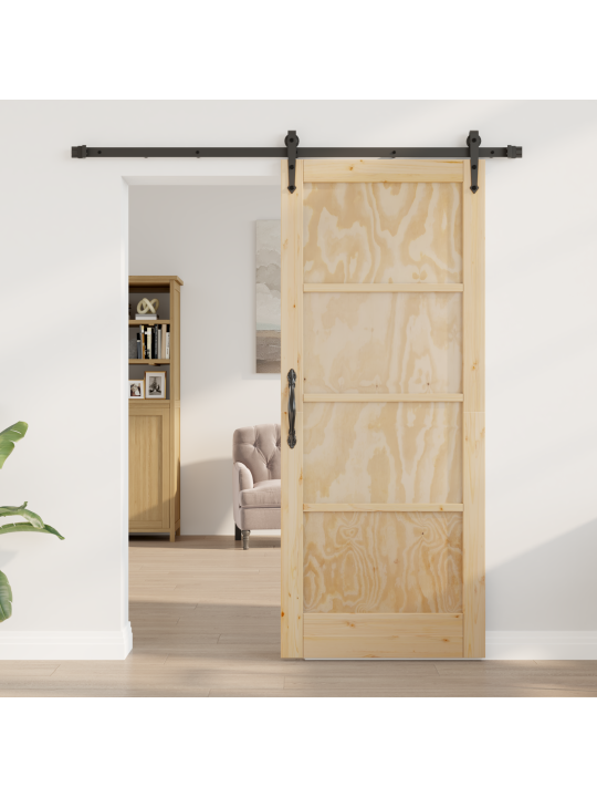 Libisev uks koos riistade komplektiga 83x202 cm tugev puit männist