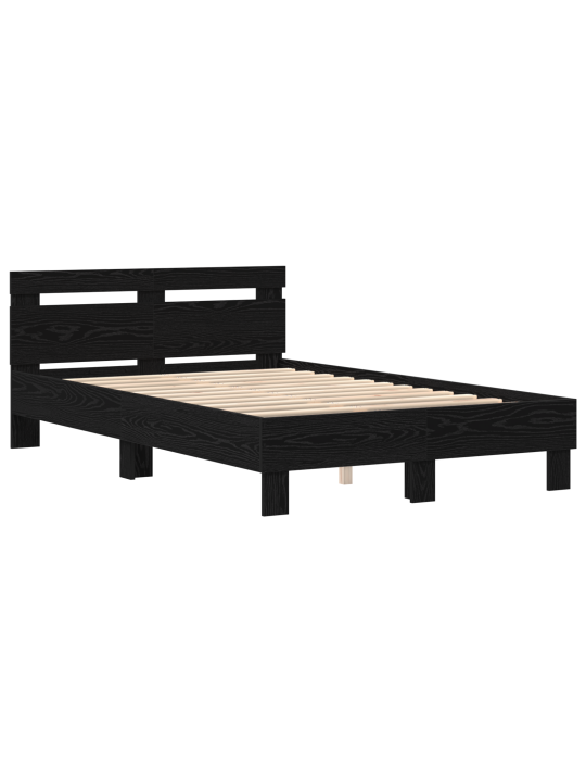 Tammepuidust voodi raam must tamm tehispuit 135 x 190 cm