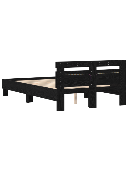 Tammepuidust voodi raam must tamm tehispuit 135 x 190 cm