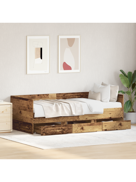 Maalähedane päevavoodi vana puit inseneripuit 90 x 200 cm