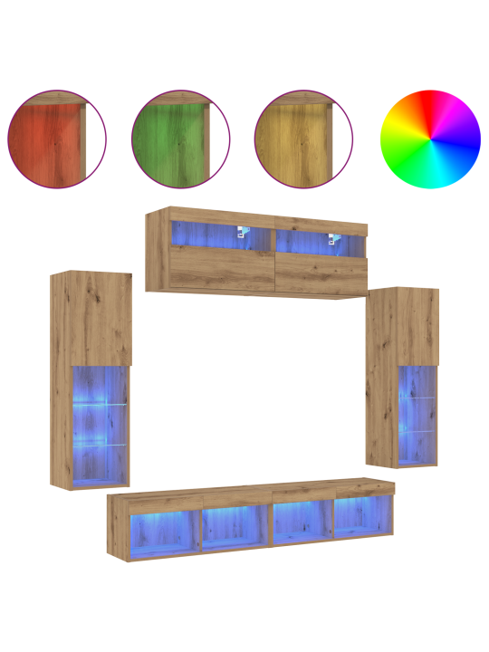 Tv seina kapid koos led tuled 2 tk käsitööne tamm 80x30x30 cm