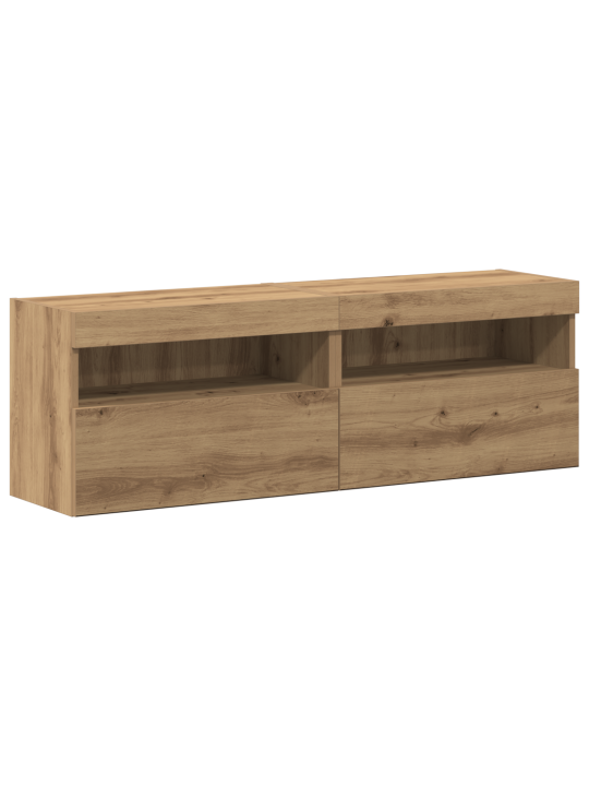 Tv seina kapid koos led tuled 2 tk käsitööne tamm 80x30x30 cm