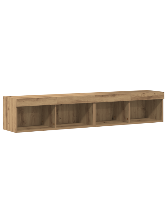 Tv seina kapid koos led tuled 2 tk käsitööne tamm 80x30x30 cm