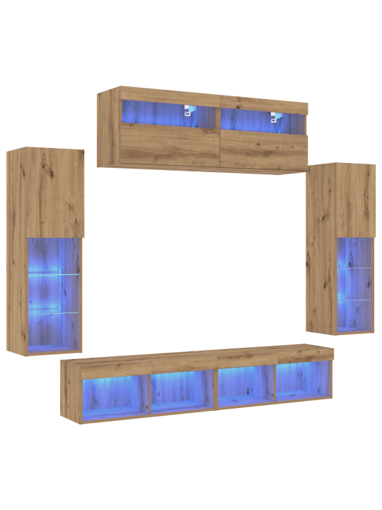 Tv seina kapid koos led tuled 2 tk käsitööne tamm 80x30x30 cm