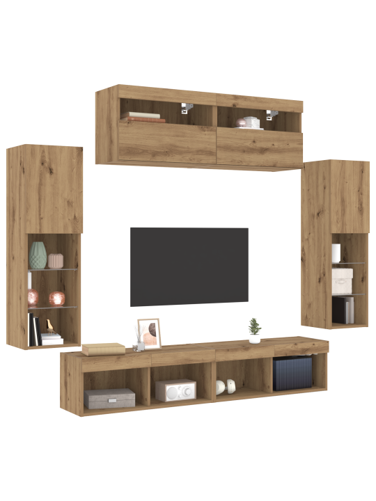 Tv seina kapid koos led tuled 2 tk käsitööne tamm 80x30x30 cm