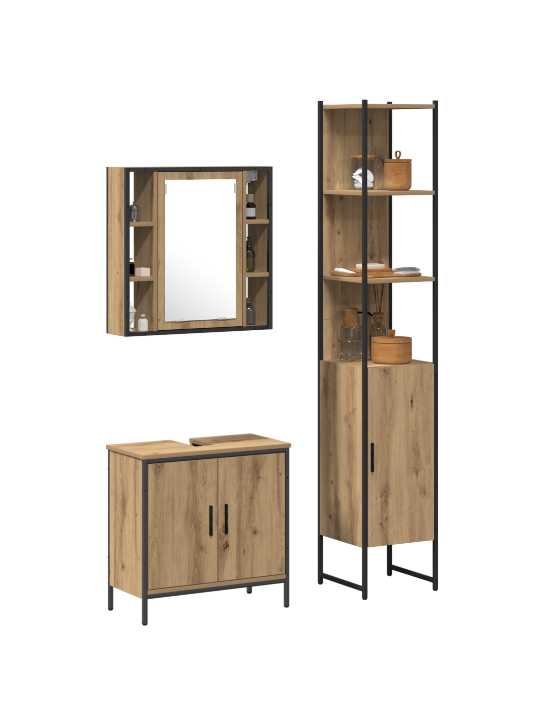 Vannitoakapp artisan tamm 33x33x185.5 cm tehispuit