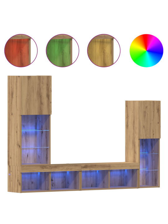 Tv kapp led-valgustitega artisan tamm 40.5x30x102 cm