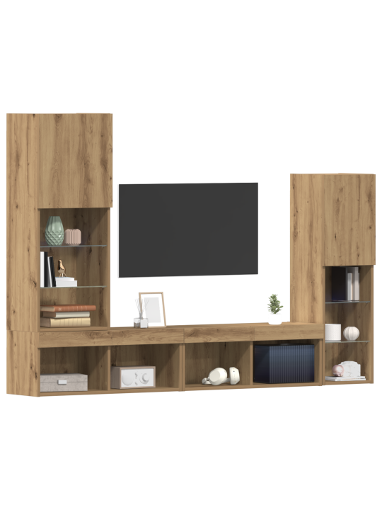 Tv kapp led-valgustitega artisan tamm 40.5x30x102 cm