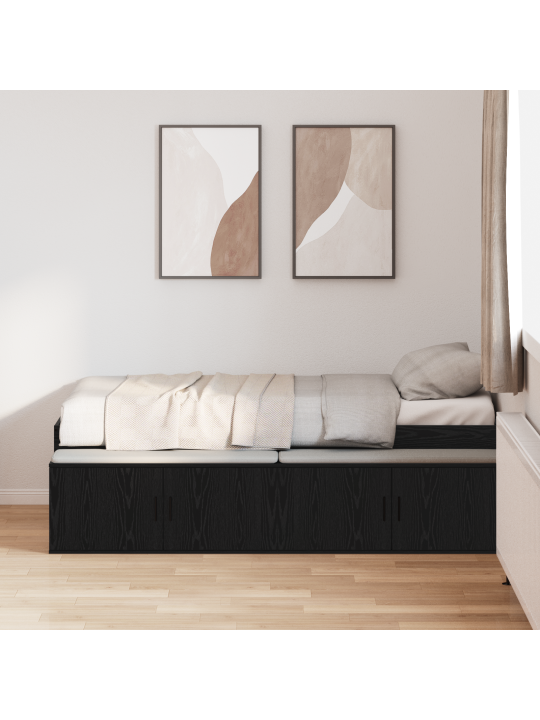 Ladustamise voodiraam must tamm 90x200 cm