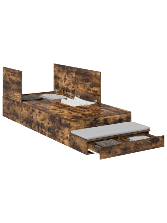 Ladustamisvoodi raam suitsutatud tamme 90x190 cm