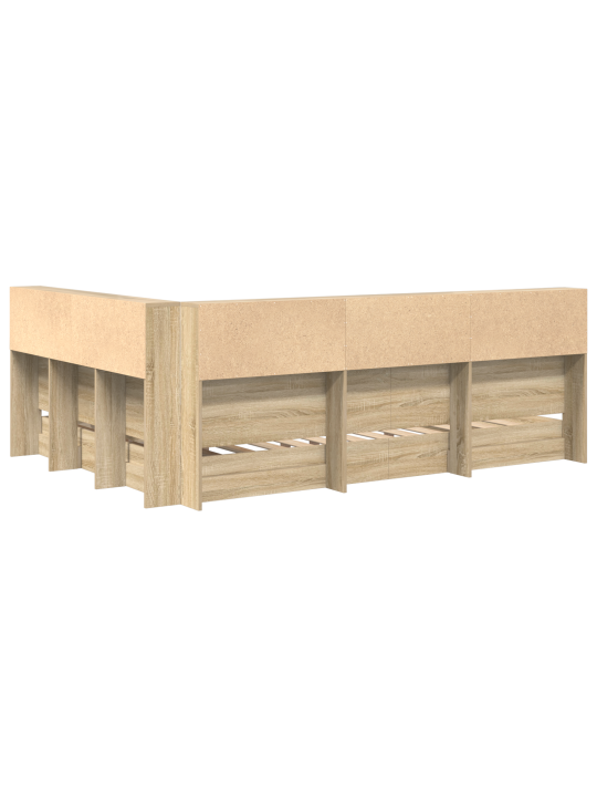 Raamaturiiuliga voodi sonoma tamm 140x200 cm tehispuit