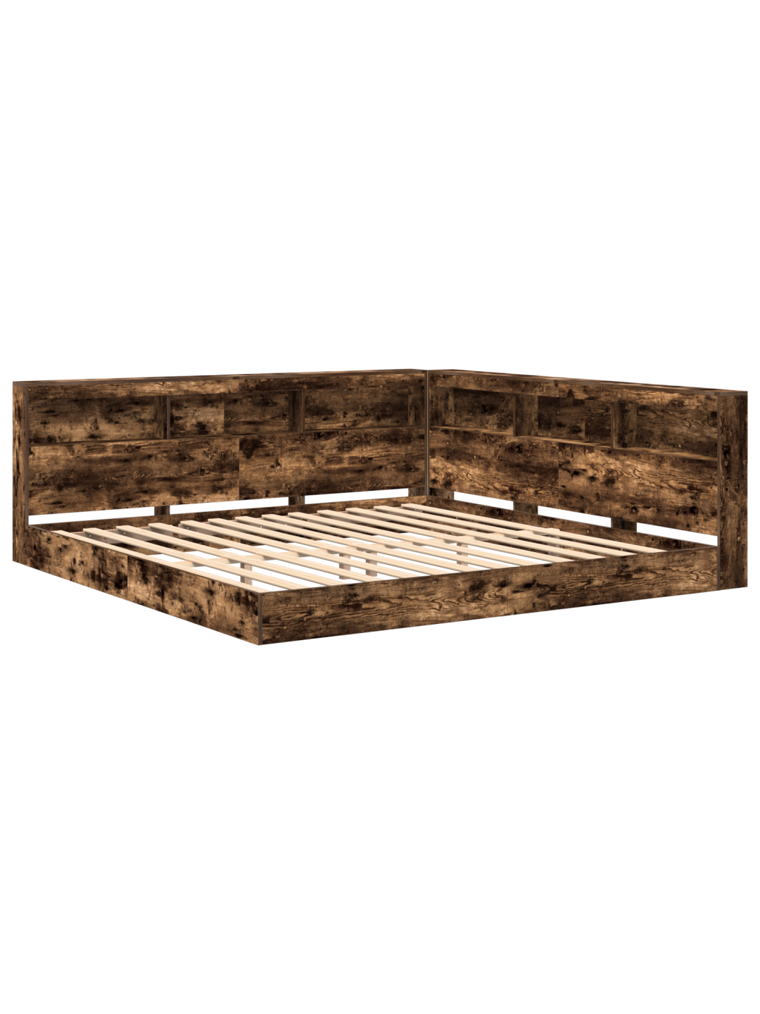 Raamatukapp voodi suitsutatud tamm 180x200 cm insenerpuit