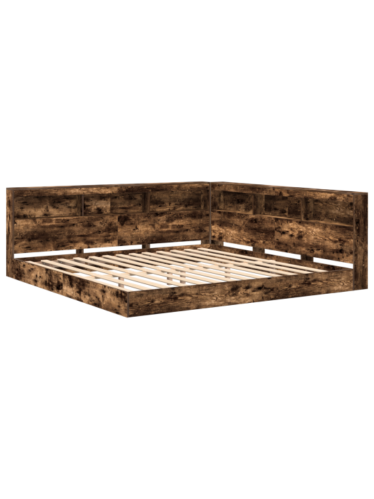Raamatukapp voodi suitsutatud tamm 180x200 cm insenerpuit