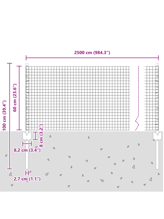 Keevitatud traadi aed 11 u-postiga roheline 0.6x25 m teras
