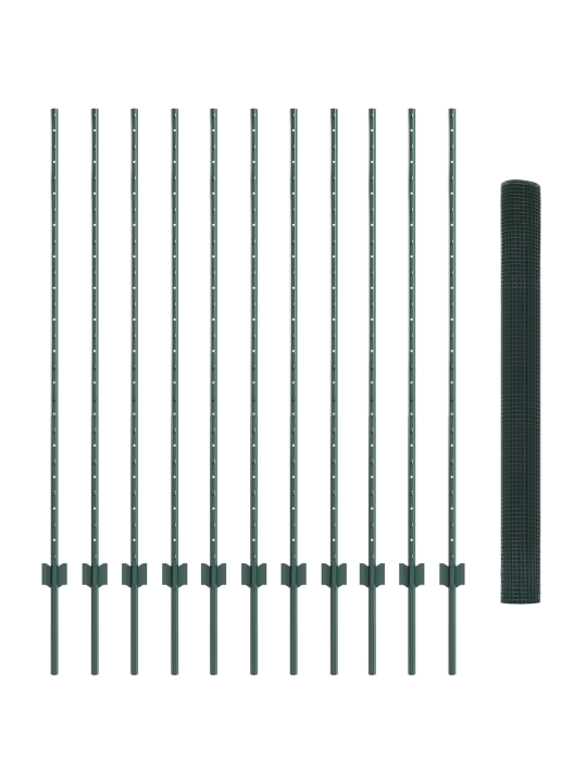 Keevitatud traadi aed 11 u posti roheline 1.4x25 m teras
