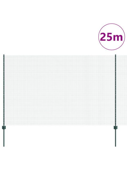 Keevitatud traadi aed 11 u postiga roheline 1.6x25 m teras