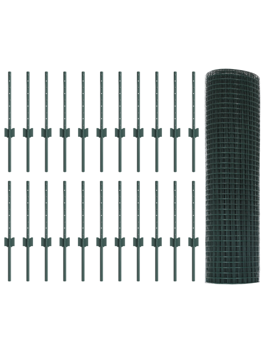 Keevitatud traadi aed 22 u-postiga roheline 0.4x50 m teras