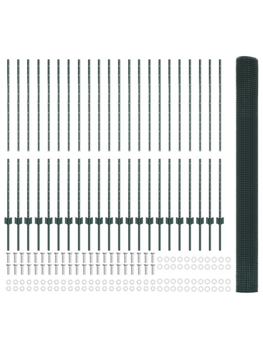 Keermestatud traadi aed koos 22 u posts roheline 1.4x50 m teras