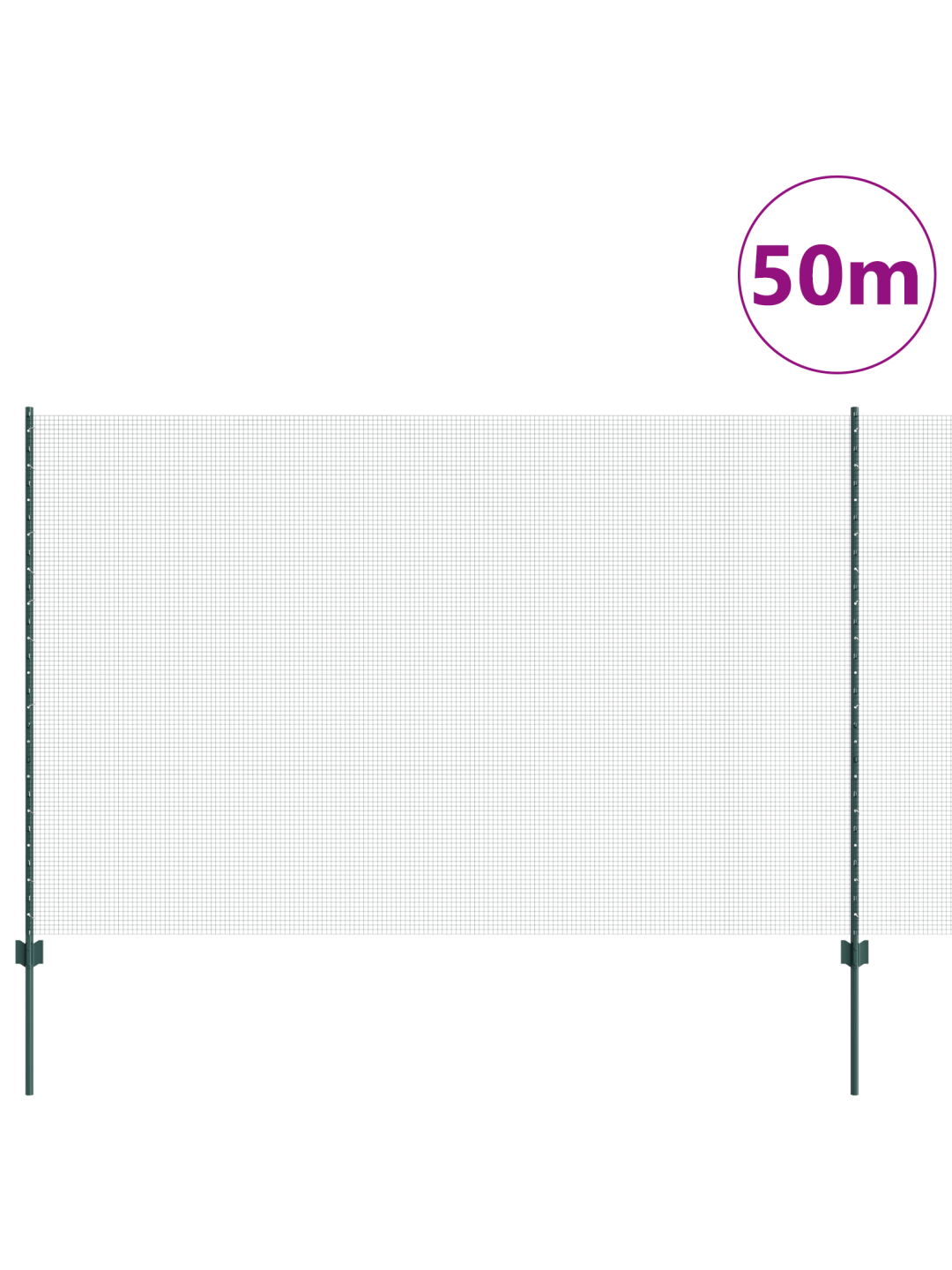 Keevitatud traadi aed 22 u-postiga roheline 1.5x50 m teras