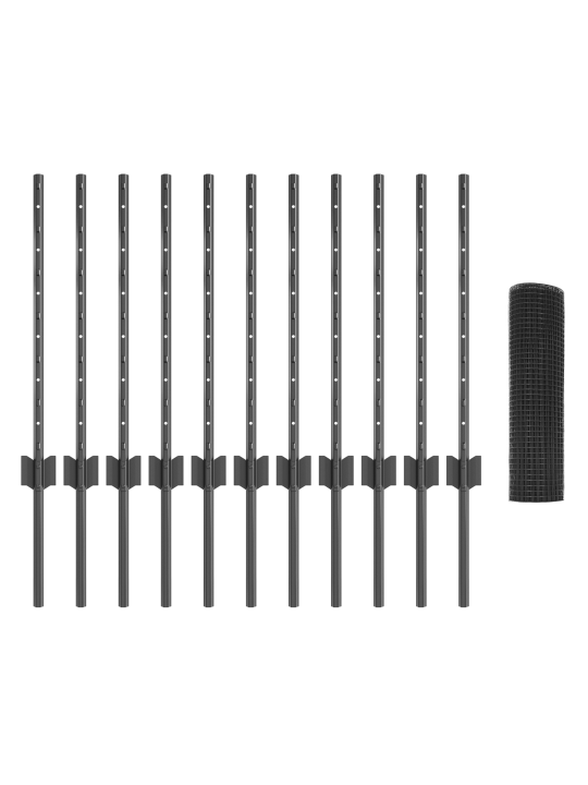 Keermestatud aiapink koos 11 u-postiga hall 0,6x25 m teras