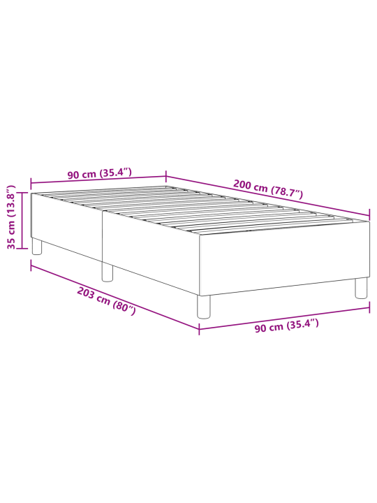 Polsterdatud voodi sinine 90x200 cm patis