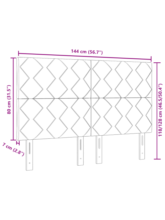 Must teemantblokkmuster voodipeats 140 cm samet