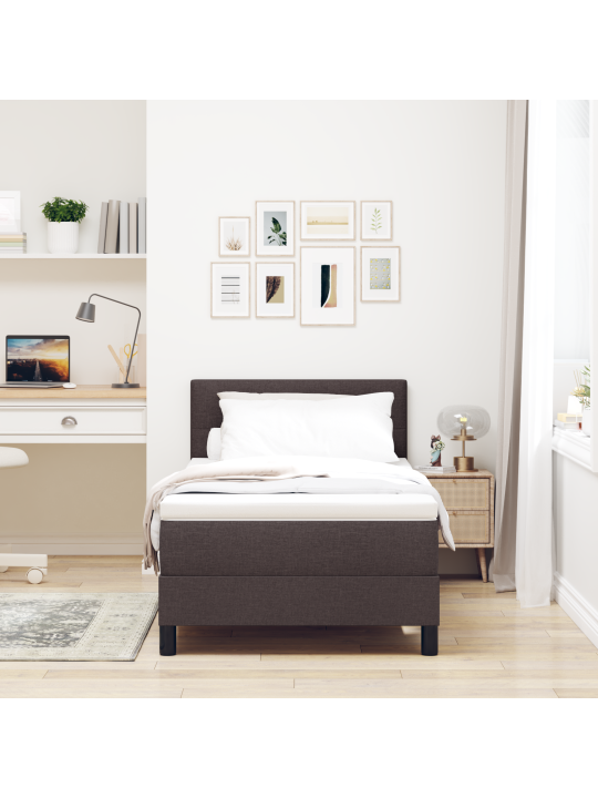 Raami ja madratsiga voodi tumepruun 90x200 cm kangas