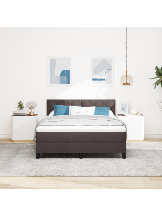 Kasti vedruvoodi koos mattressiga tumepruun 140x200 cm kangas