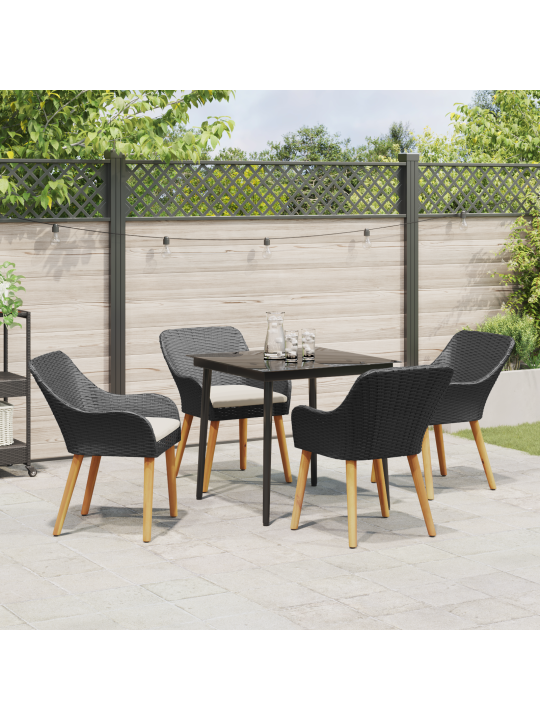 5-osaline aia söögikomplekt must polü rattan