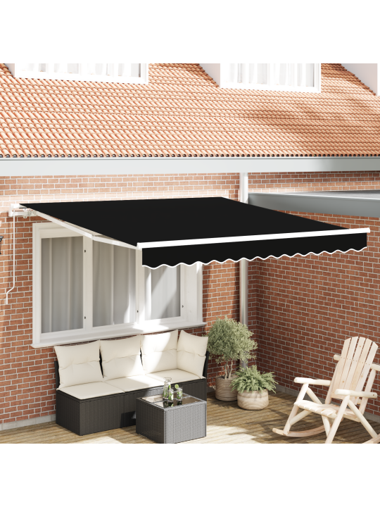 Käsitsi sissetõmmatav varikatus must 300x250 cm, varikatus asenduskangas 3x2.5 m raam must