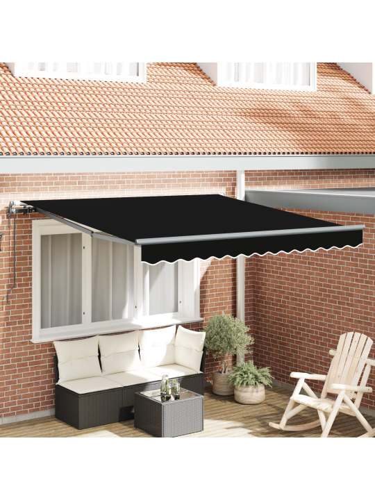 Automaatne sissetõmmatav must varikatus 300x250 cm, varikatus asenduse kangas 3x2.5 m raami must