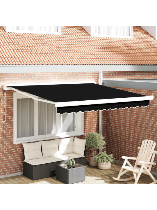 Must 300x250 cm automaatne sissetõmmatav varikatus, varikattevahetus kangas 3x2.5 m raami must