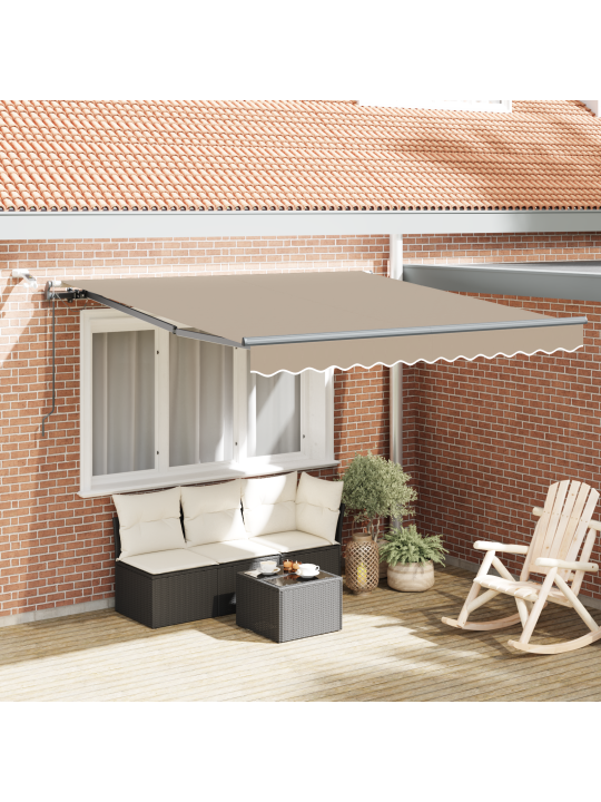 Automaatne sissetõmmatav varikatus lediga beež 300x250 cm, varikatuse asenduskangas 3x2,5 m raamile beež