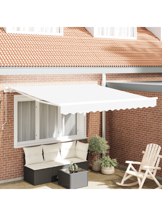 Käsitsi sissetõmmatav varikatus valge 300x250 cm, varikatus asenduskangas 3x2,5 m raami jaoks valge
