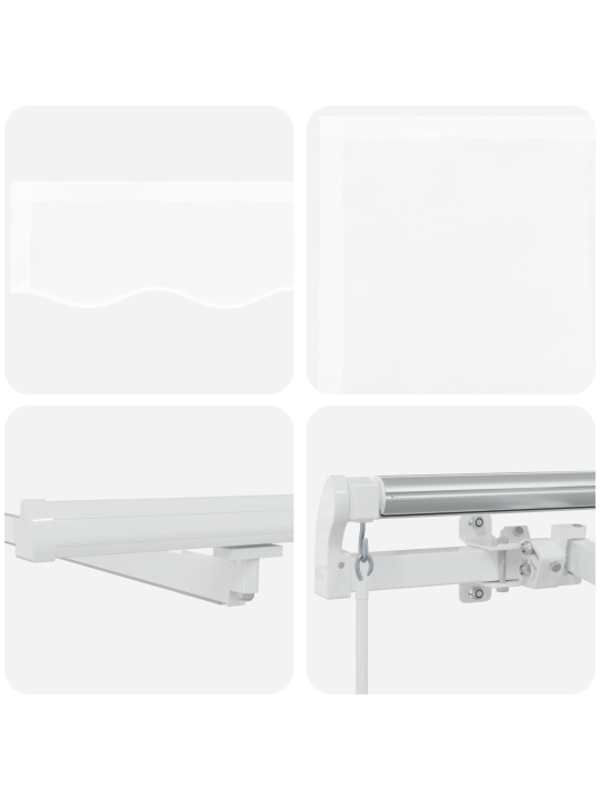 Käsitsi sissetõmmatav varikatus led valges 300x250 cm, varikatus asenduskangas 3x2.5 m raam valges