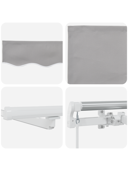Käsitsi juhitav välivarikatus led-valgusega helehall 300x250 cm, varikatuse asendusriie 3x2,5 m raami jaoks helehall