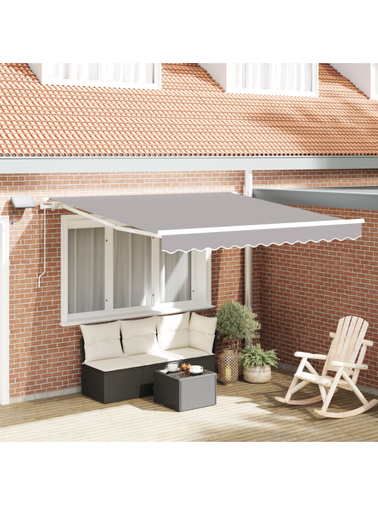 Käsitsi juhitav välivarikatus led-valgusega helehall 300x250 cm, varikatuse asendusriie 3x2,5 m raami jaoks helehall